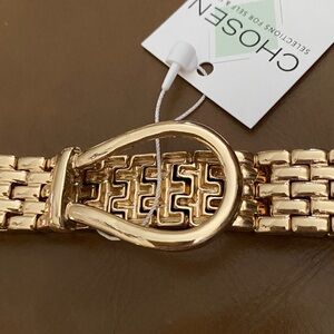 Gold Equestrian Panther Link Bracelet New 7.5”